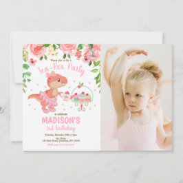 Tea-Rex Tutu Party Dinosaur 3rd Birthday Photo Einladung