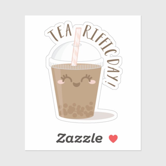Tea-Riffic Day! Niedlicher Boba Tea Drink Aufkleber (Blatt)