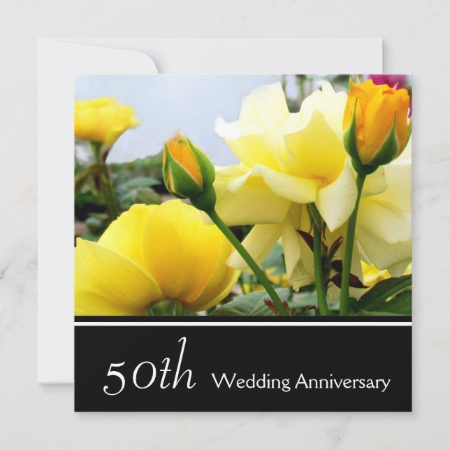 Tea Rose Einladung zum 50. Hochzeitstag (Vorderseite)