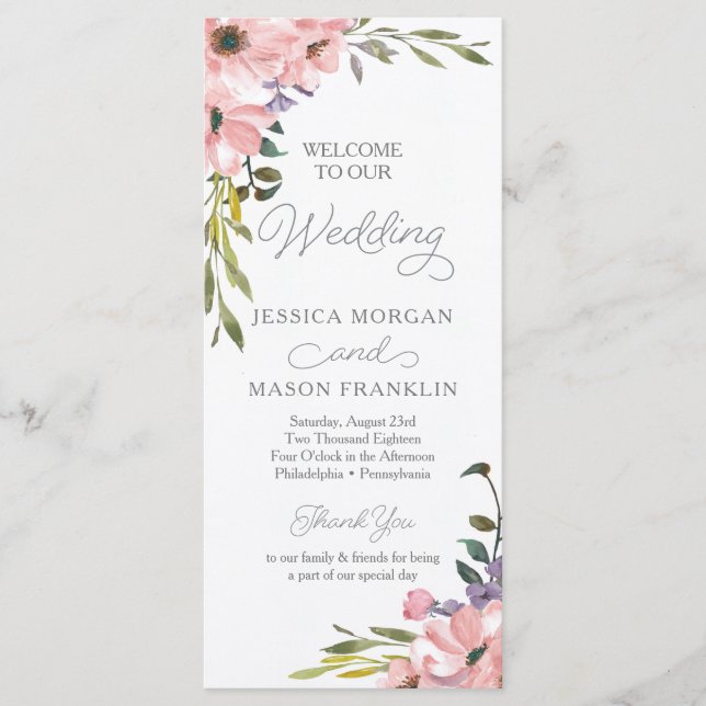 Tea Rose Wedding Program Programm (Vorderseite)