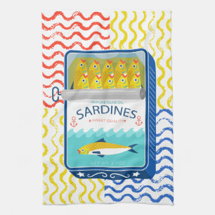 Tea Serviette Eclectique Sardines Design