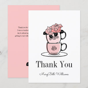 Tea Teacup & Fleurs Baby shower Carte de remerciem