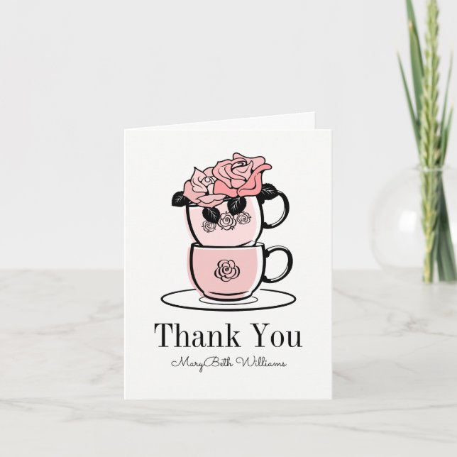 Tea Teacup & Fleurs Baby shower Carte de remerciem (Devant)
