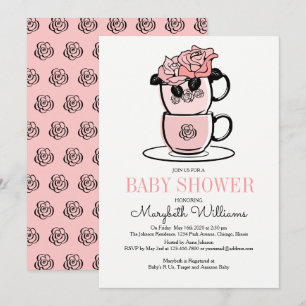 Tea Teacup & Fleurs Baby shower Invitation Card