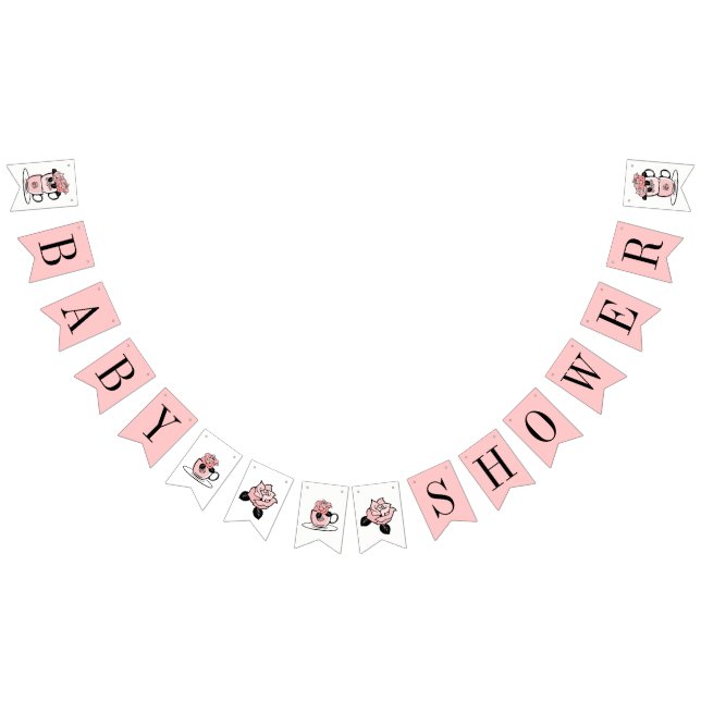 Tea Teacup & Fleurs Bannière Baby shower (Tout)