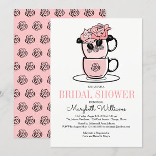 Tea Teacup Fleurs Bridal Shower Invitation Card