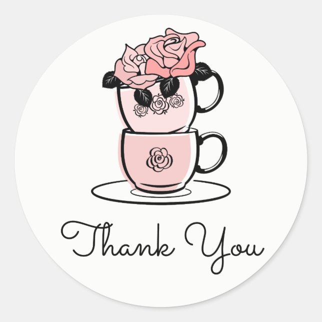 Tea Teacup Vielen Dank Brautparty Gunst Sticker (Vorderseite)