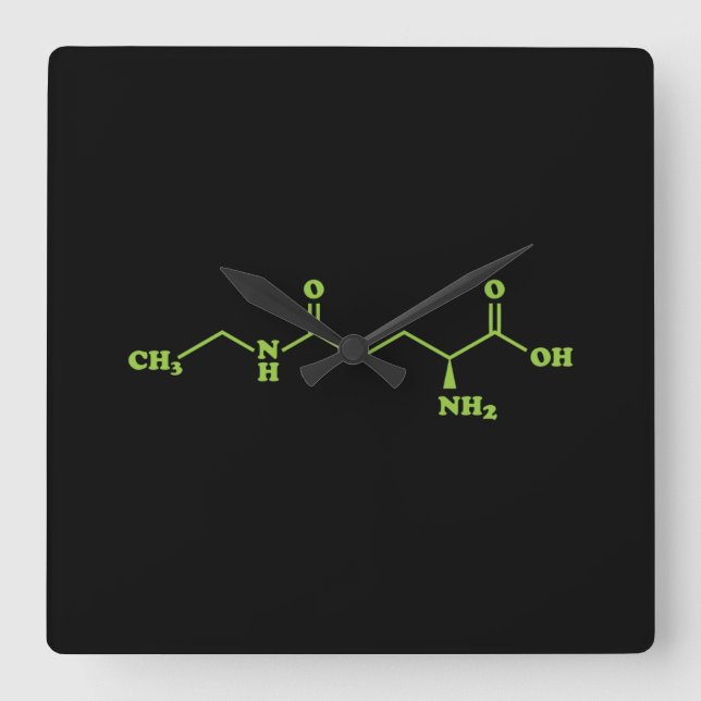 Tea Theanine Molecular Chemical Formel Quadratische Wanduhr (Vorderseite)
