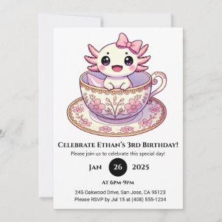 Tea Time Axolotl Birthday Einladung