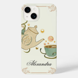 Tea Time, beige Grafik, floral Inspiriert Case-Mate iPhone 14 Hülle