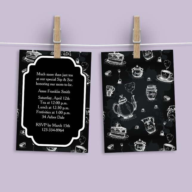 Tea Time Black Einladung (Von Creator hochgeladen)