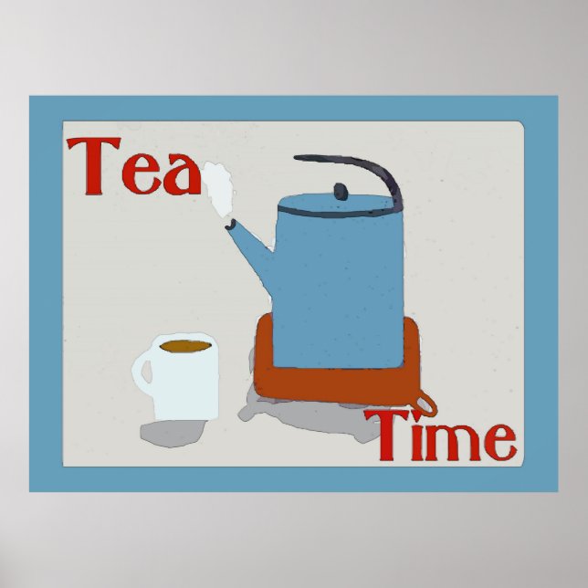 Tea Time Blue Pot Poster (Vorne)
