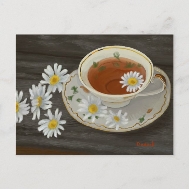 Tea Time Blume Postkarte (Vorderseite)