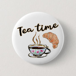 Tea Time Button, Tea Button, Rundtaste Button