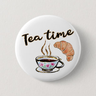 Tea Time Button, Tea Button, Rundtaste Button