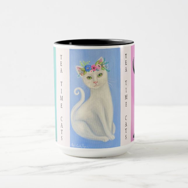 Tea Time Cats Whimsical Art Mug (Centre)