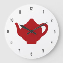 Tea Time Clock, modern red teapot