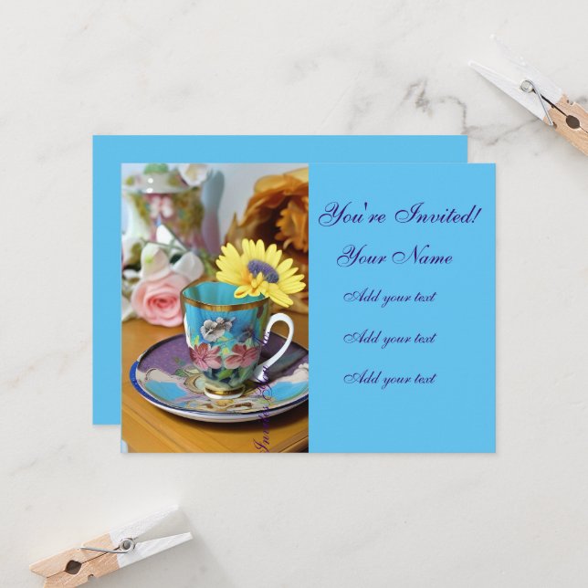 Tea Time-Floral Teacup Einladungen (Vorderseite/Rückseite Beispiel)