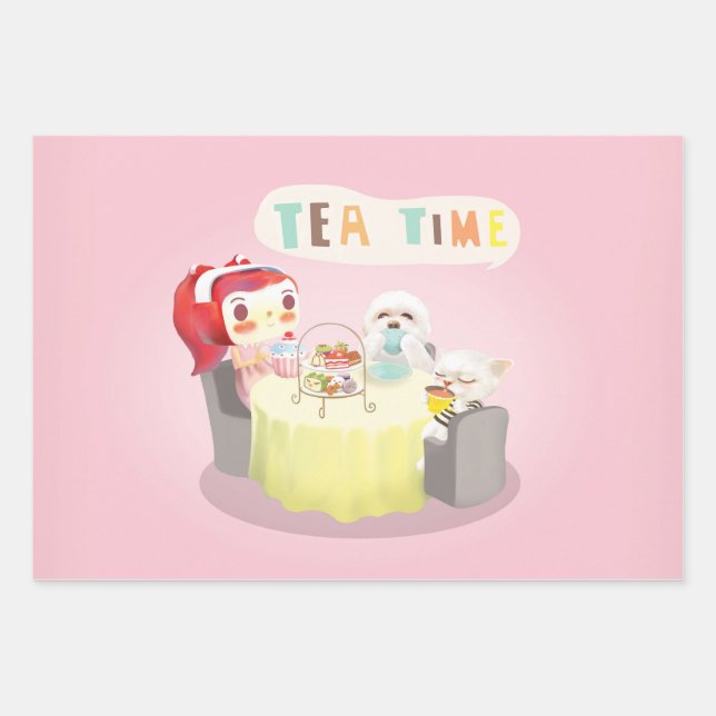 Tea Time Geschenkpapier Set (Vorderseite)
