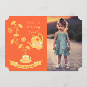 Tea Time Girl Anniversaire Fête Photo Invitation