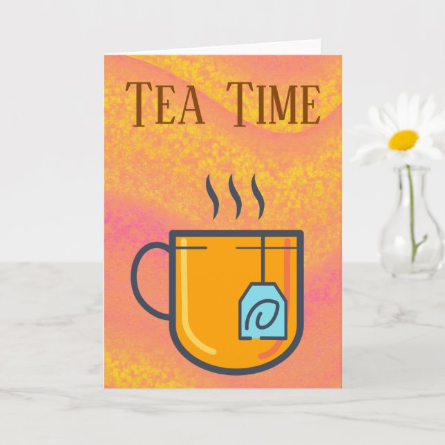 Tea Time Grußkarte Karte (Kleine Pflanze)