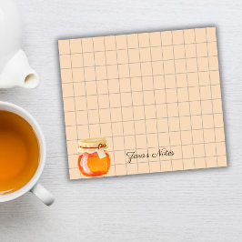 Tea Time Honey Pot Personalized Grid Sticky Notes Post-it Klebezettel