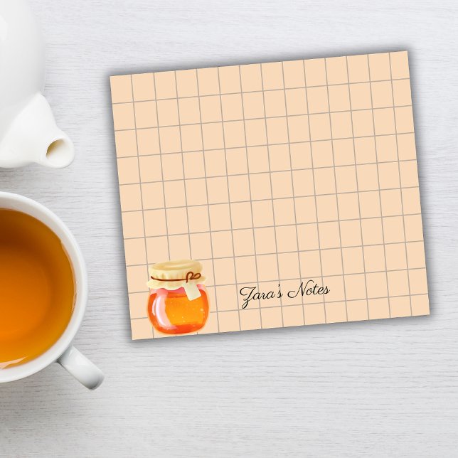Tea Time Honey Pot Personalized Grid Sticky Notes Post-it Klebezettel (Von Creator hochgeladen)