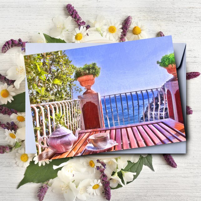 Tea Time im Le Sirenuse Hotel in Positano, Italien Karte (Send a touch of Positano with this elegant tea time card.
)