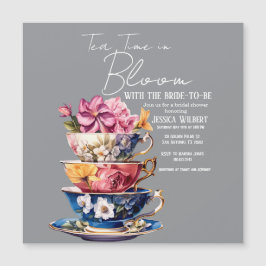 Tea Time in Bloom Bridal Shower Invite Magnetkarte