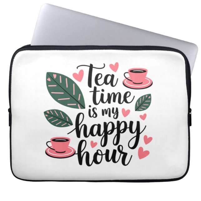 Tea Time is my Happy Hour - Electronics Bag Laptopschutzhülle (Vorderseite)