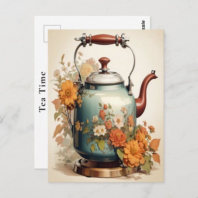 Tea Time Kaffee Break Entdecken Urlaub Postkarte (Vorne/Hinten)