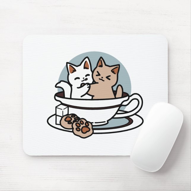 Tea Time Meow Time - Niedliches Katzen- und Teedes Mousepad (Mit Mouse)