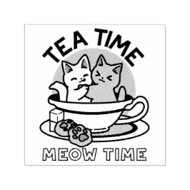 Tea Time Meow Time - Niedliches Katzen- und Teedes Permastempel