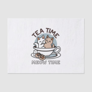 Tea Time Meow Time - Niedliches Katzen- und Teedes Seidenpapier