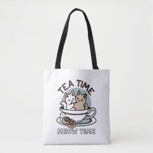 Tea Time Meow Time - Niedliches Katzen- und Teedes Tasche