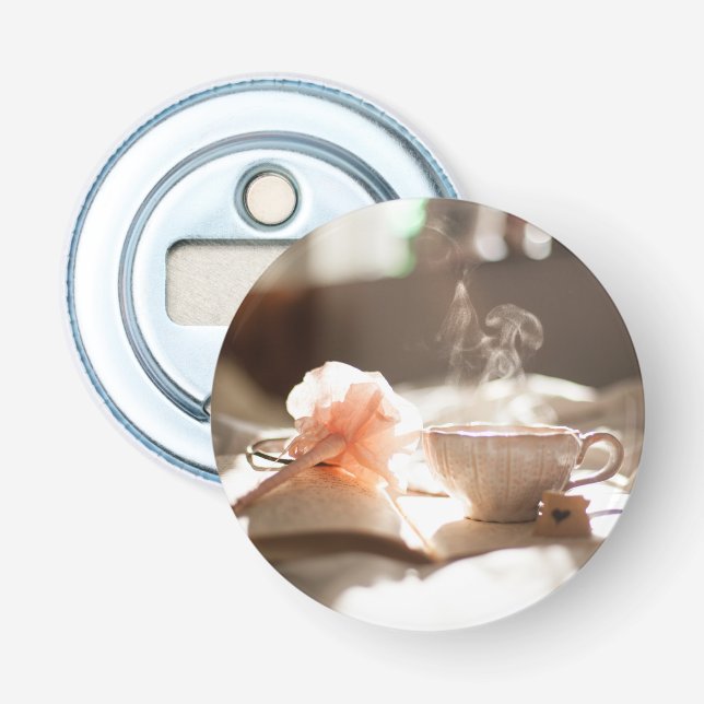 Tea Time mit einem guten Buch Flaschenöffner (Vorderseite)