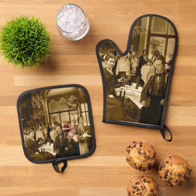 Tea Time Ofenhandschuh & Topflappen-Set (Oben Unten)
