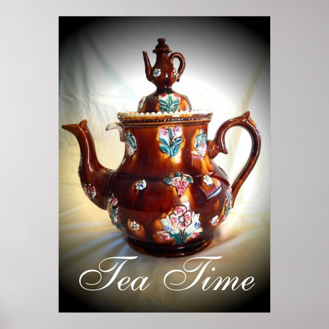 Tea Time Old Antique English Teapot Poster (Vorne)