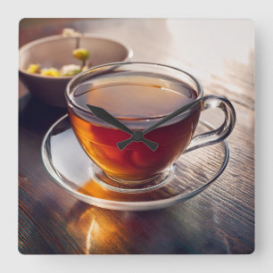 Tea Time Quadratische Wanduhr
