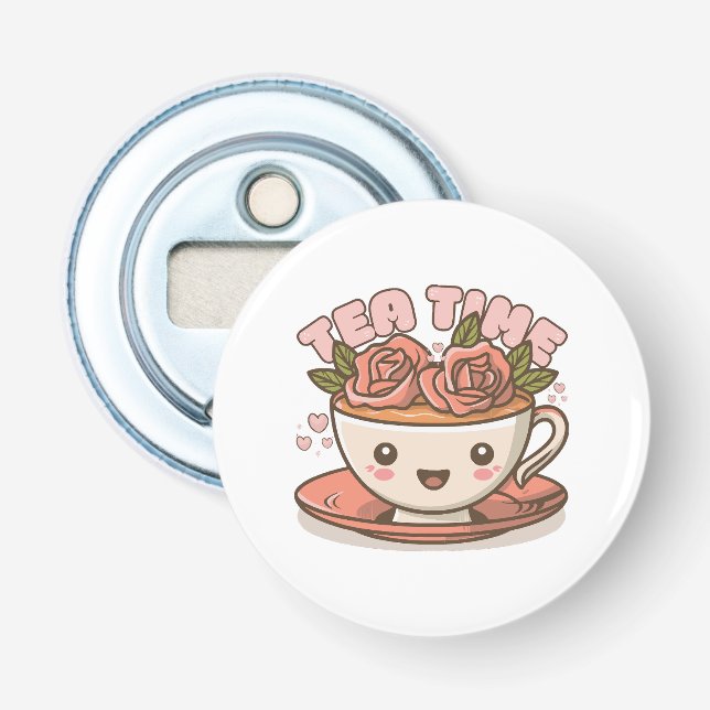 Tea Time Rose Tea Kawaii Flaschenöffner (Vorderseite)