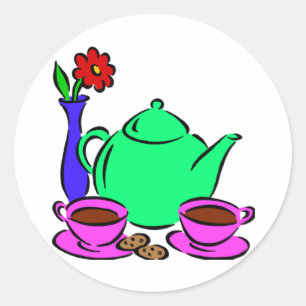 Tea Time Runder Aufkleber