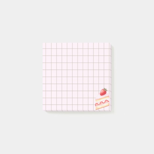 Tea Time Strawberry Cake - Personalized Grid Stick Post-it Klebezettel (Vorderseite)