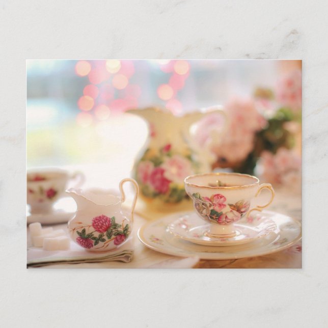 Tea time Tea cup carte postale pour le post-croise (Devant)
