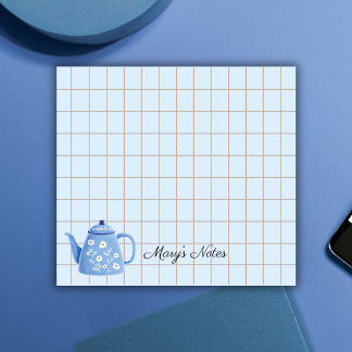 Tea Time Teapot - Personalized Grid Sticky Notes Post-it Klebezettel