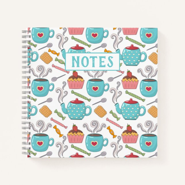 Tea Time und Süßigkeiten Notebook Notizbuch (Vorderseite)