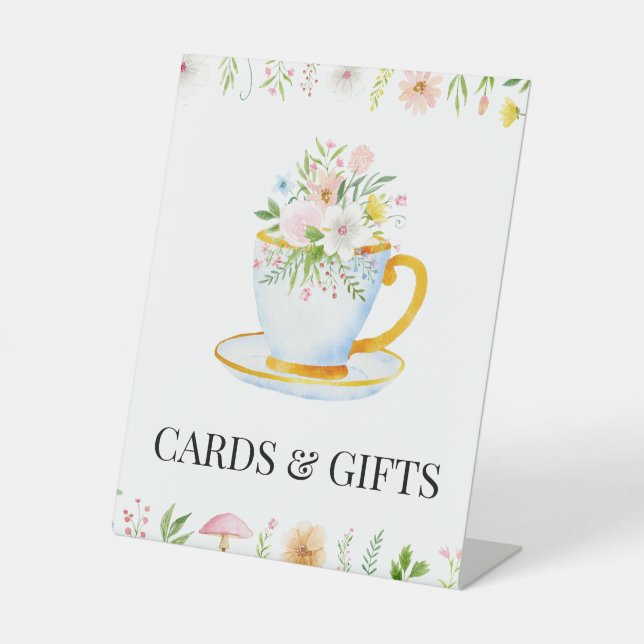 Tea Time Whimsical Wildblume Karten und Geschenke  Sockelschild (Vorderseite)