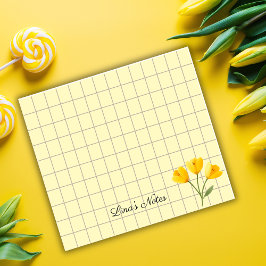 Tea Time Yellow Flower - Personalized Grid Sticky Post-it Klebezettel