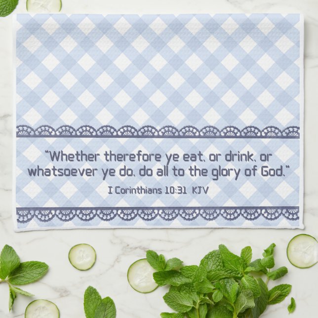 Tea Towel Bible Verse - I Corinthians 10:31 KJV Geschirrtuch (Gefaltet)
