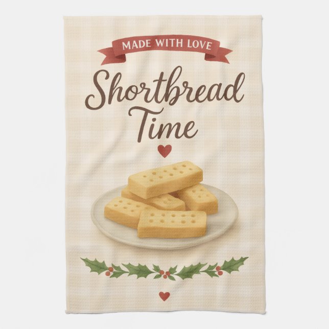 Tea Towel | Shortbread Time | Festive Kitchen Art Geschirrtuch (Vertikal)