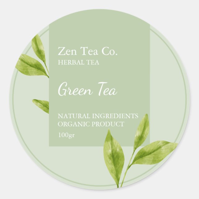 Tea vert Herbal Tea Étiquette d'entreprise (Devant)